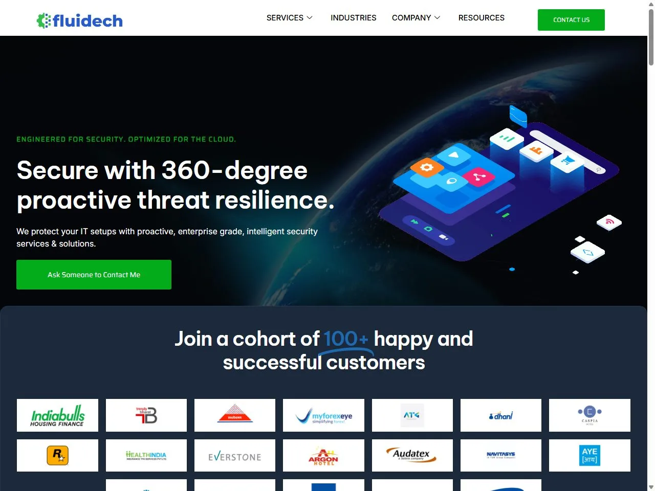 Screenshot of the Fluidech website
