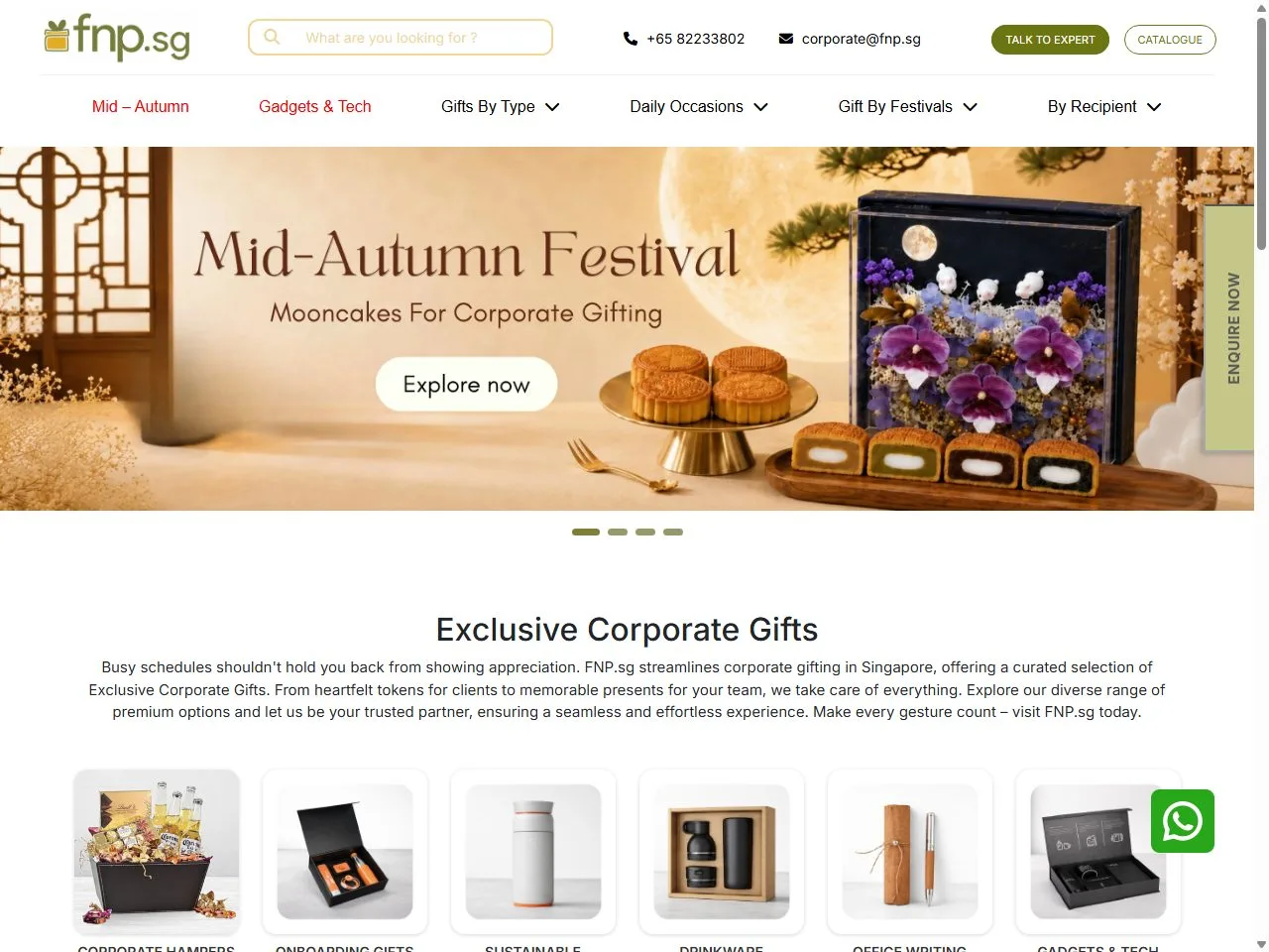 Screenshot of the FNP Corporate Singapore website