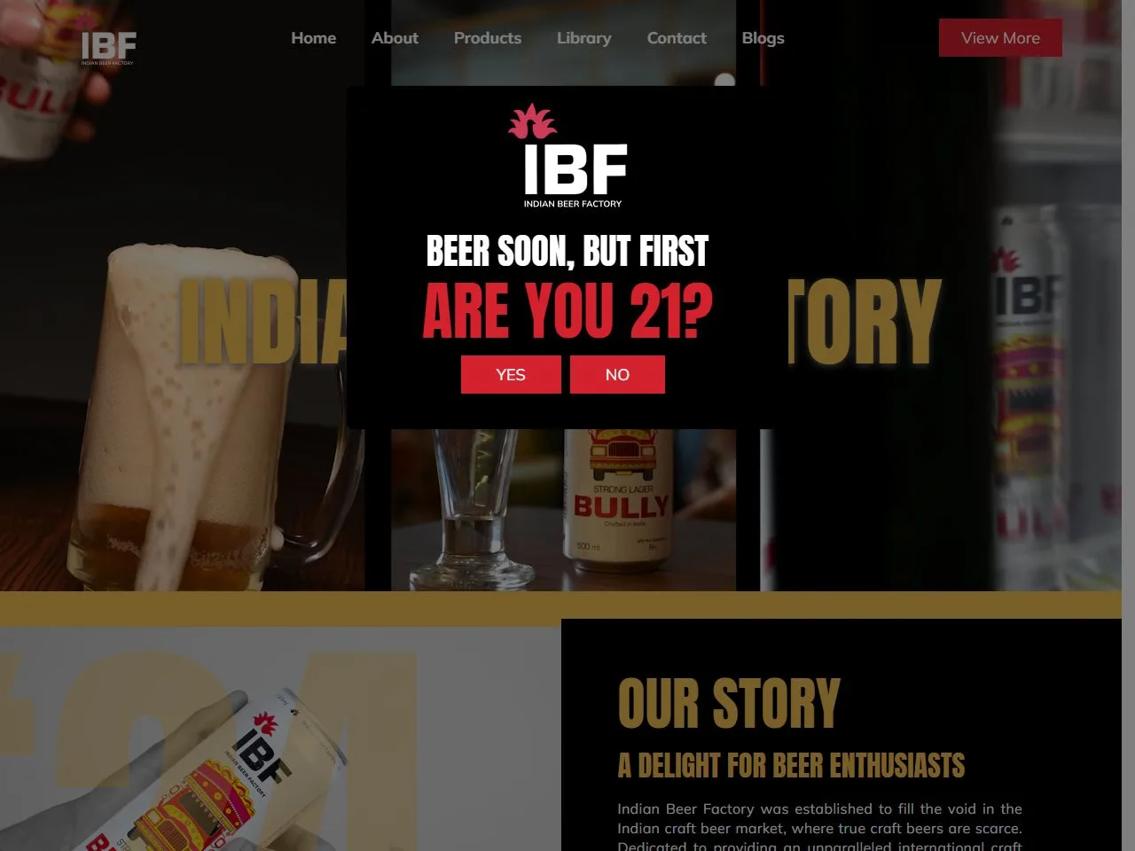Screenshot of the Indian Beer Factory website