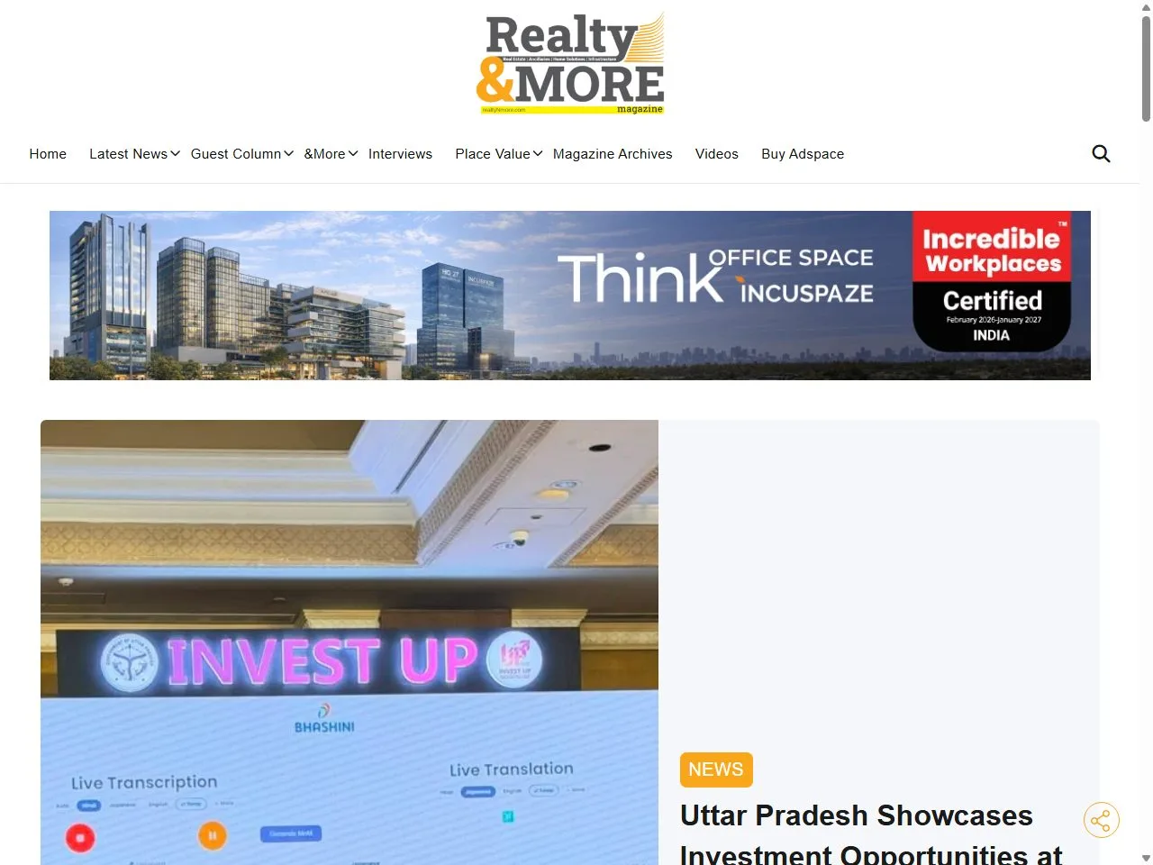 Screenshot of the Realty n More website