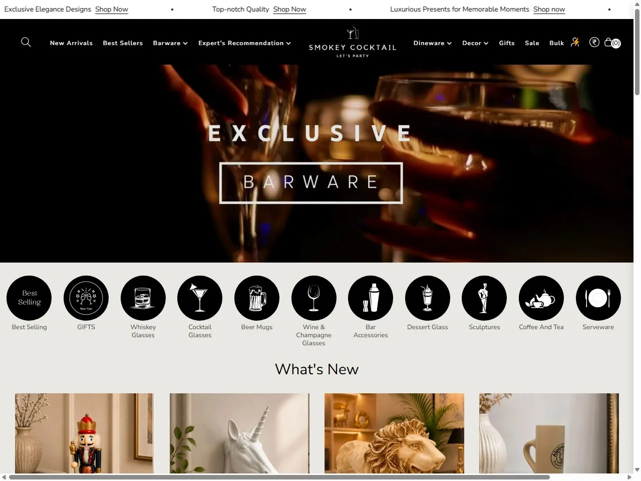 Screenshot of the Smokey Cocktail website